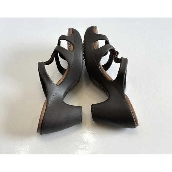 Crocs Cyprus Slip On Platform High Heels Women's Size 8 Brown Strappy Sandals - Picture 6 of 16